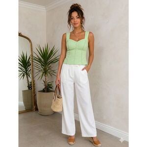 Vintage Pistachio Green Eyelet Top Size M